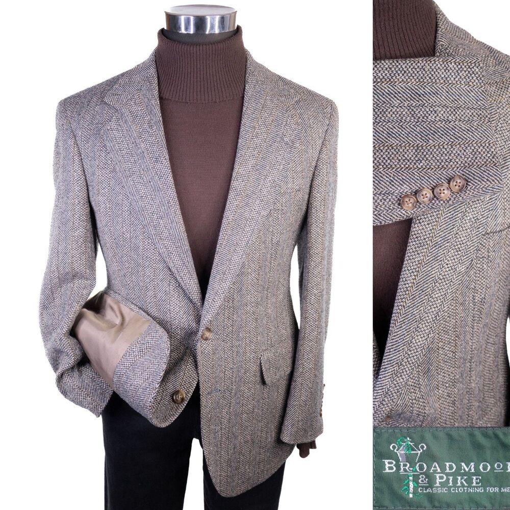 Nordstrom Broadmoor & Pike Tweed Herringbone Blazer Sz 40S Two Button Jacket